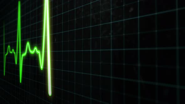 Heart Pulse Graph Green Line with White Core