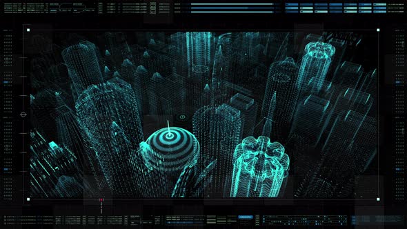 Futuristic HUD Holographic Digital City