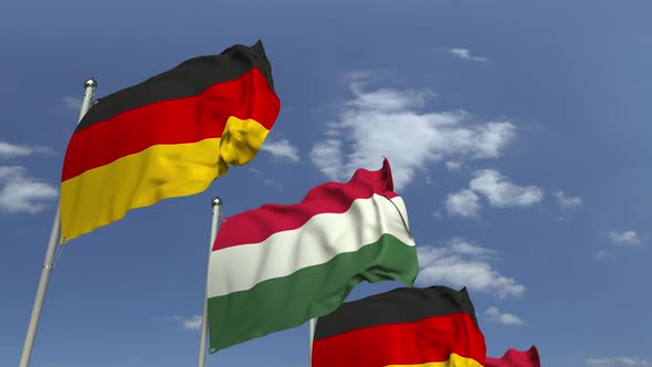 Many Waving Flags of Hungary and Germany