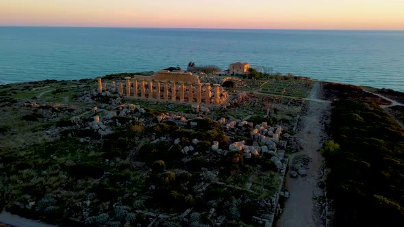 Selinunte Temple Sicily Italy Sunset at the Archeological Site of Selinunte Sicilia