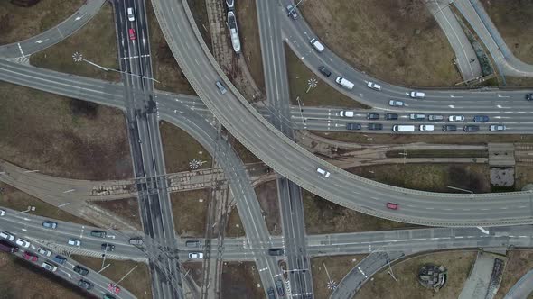 Aerial View of Road Junction in City