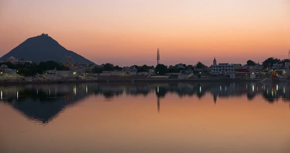 Sunset time lapse at Pushkar, Rajasthan, India. 
