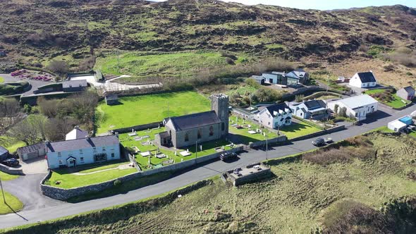 Aerial View the Church of Ireland By Portnoo in County Donegal Ireland