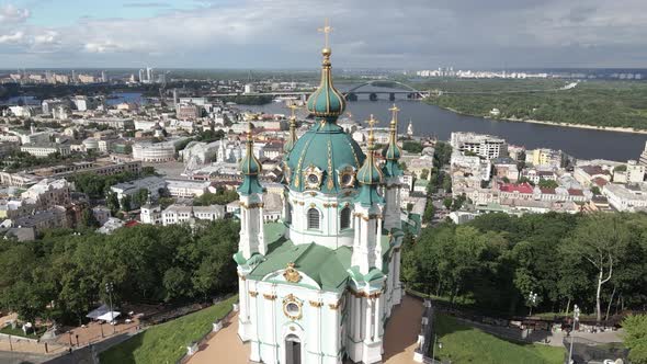 Kyiv. Ukraine. St. Andrew's Church. Aerial