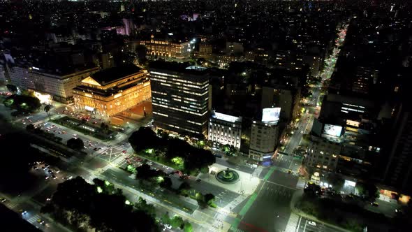 Buenos Aires Argentina. Night cityscape landscape of tourism landmark.