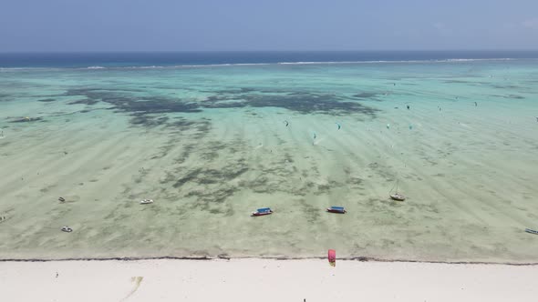 Boats in the Ocean Near the Coast of Zanzibar Tanzania