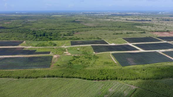 Aerial View Of Newly Constructed El Soco Photovoltaic Park In San Pedro De Macoris, Dominican Republ