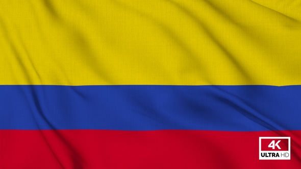 Colombia Flag Waving Slowly Looped