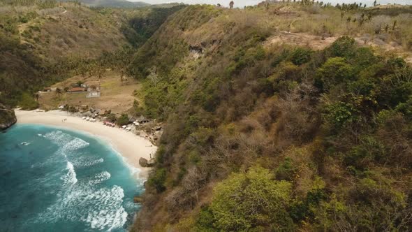 Aerial View Beautiful Beach. Nusa Penida