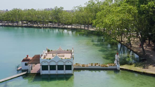 Boathouse on Lake Banyoles Estany de Banyoles located in the Pla de l'Estany Girona Province Catalon