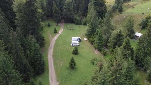 Campers in Nature Aerial View