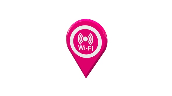 Map Location Pin With WiFi Icon Pink V5