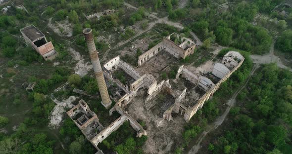 Top view of an abandoned factory building