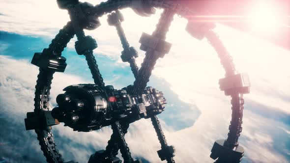 Unidentified Alien Spaceship Flying Near Earth Elements Furnished By NASA alt