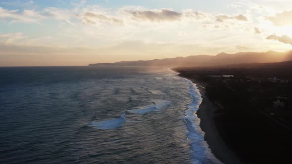 Ocean Waves At Sunset light