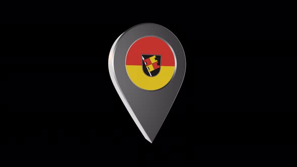 3d Animation Map Navigation Pointer With Flag Of Wurzburg (Germany) With Alpha Channel - 4K alt