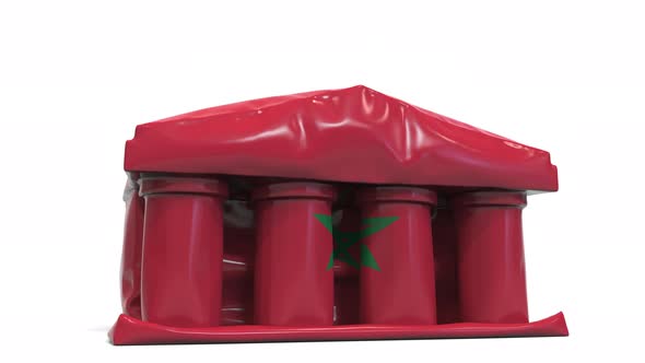 Deflating Bank or Government Building with Flag of Morocco alt