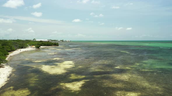 Aerial video tropical waters in the Florida Keys 4k