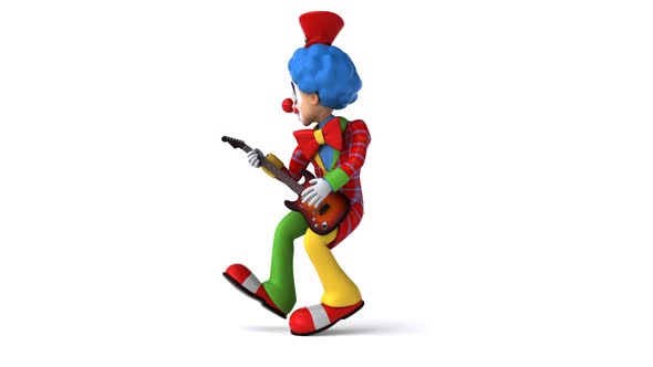 Fun 3D cartoon clown with a guitar