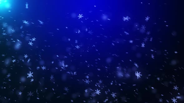 Blue Christmas Snow Falling Background Seamless Loop