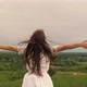 Young Free Woman Standing on Top of Mountain Enjoying Beautiful Sky Impending Storm - VideoHive Item for Sale