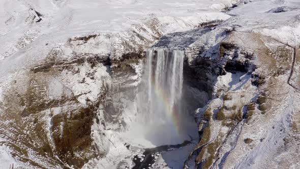 Skogafoss Waterfall one of Iceland's Iconic Landmarks and Tourist Attraction