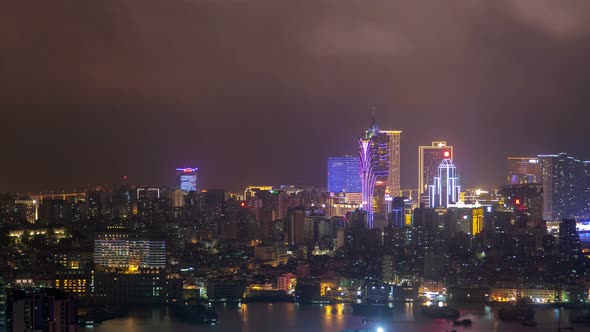 Macau Peninsula Aerial Cityscape
