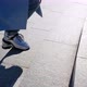 Girl Climbs the Granite Steps in the City - VideoHive Item for Sale