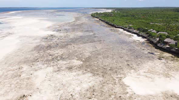 Ocean Low Tide Near the Coast of Zanzibar Island Tanzania