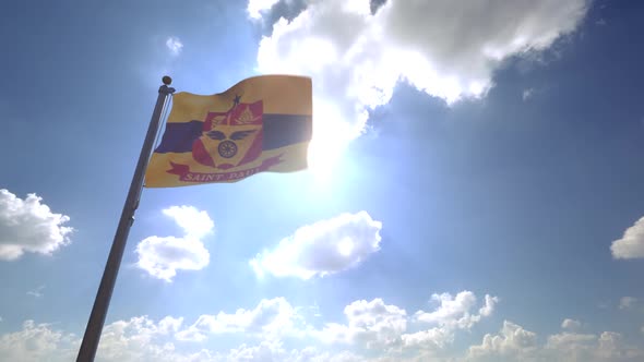 St. Paul City Flag / Saint Paul City Flag (Minnesota) on a Flagpole V4