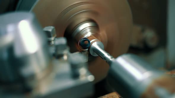 Video Work on Lathe at Plant Closeup