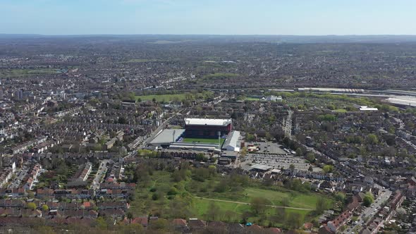 Rotating drone shot of Selhurst crystal palace football club stadium London