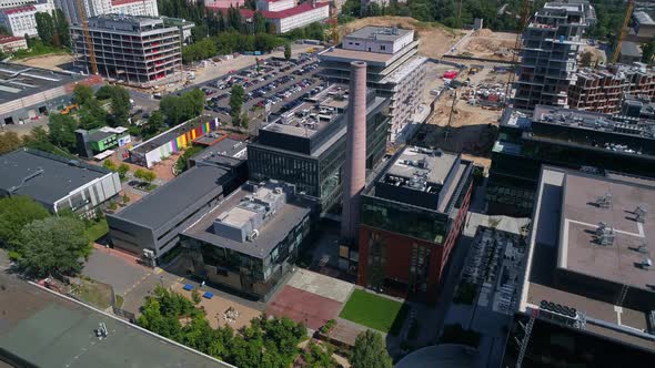 Drone Aerial View Modern Building Residential Complex Unit Home