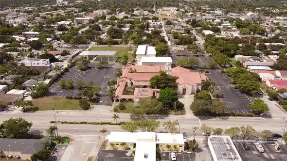 Aerial Video Little Flower Catholic Church Hollywood Fl Usa