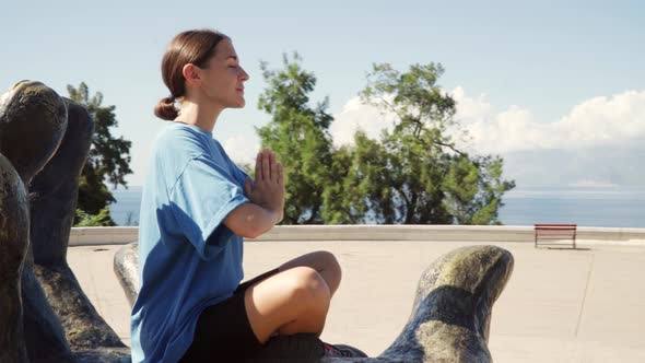 Meditation in the Park Lotus Girl Namaste Hands