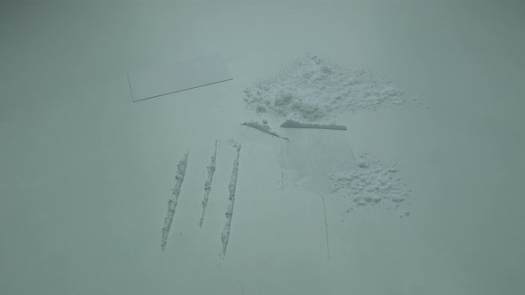 Cocaine Is Scattered On The Table And Ready For Use