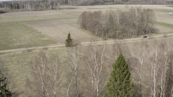 Aerial View of Driving Car