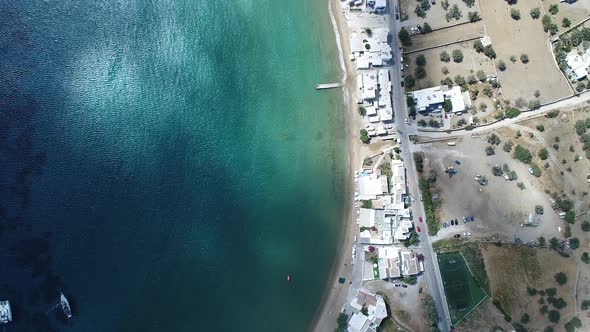 Village of Platis on the island of Sifnos in the Cyclades in Greece from the sky