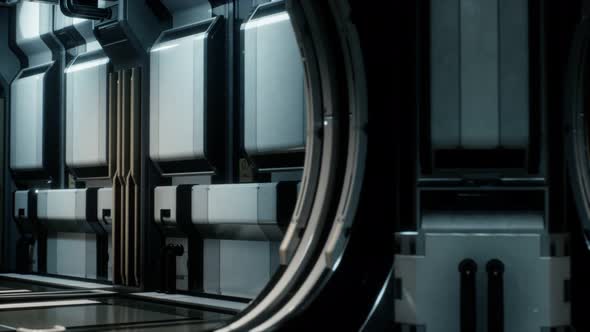 3D Rendering of Realistic Sci-fi Spaceship Corridor