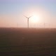 Windmills with rotating wings at sunset or sunrise. - VideoHive Item for Sale