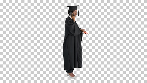 African American female student in graduation, Alpha Channel