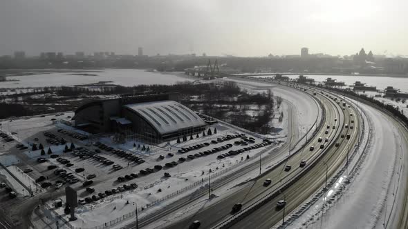 Aerial Millennium Bridge Kazan Tatarstan Russia