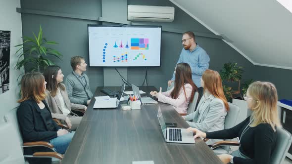 A Ceo Is Giving Some New Ideas About Project To His Team in Conference Room