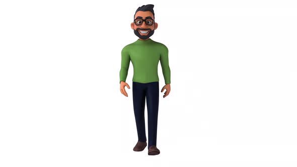 Fun 3D cartoon indian man with alpha