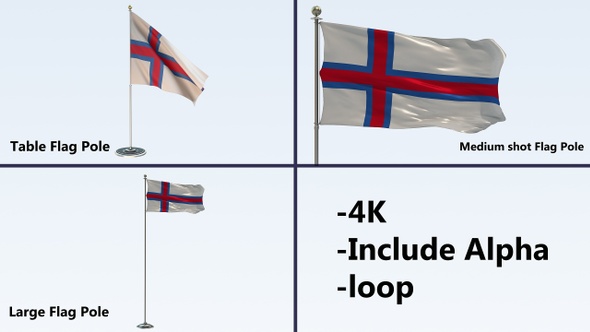 Faroe Island Flag Pole Pack 4k-Loop