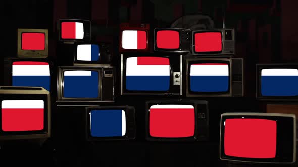The flag of Norway and Vintage TVs.