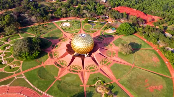 Arial View of Auroville. Auroville is an experimental township in Viluppuram district mostly in the