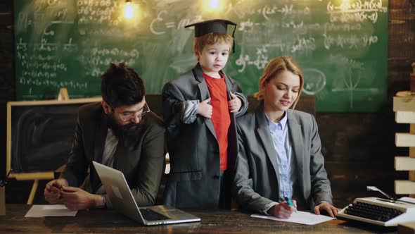 Child Reading for Education. Family Learning Homework at Home.