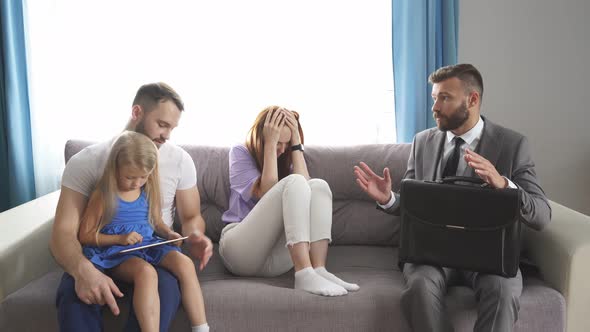 Professional Psychologist Support Young Married Family with Daughter.