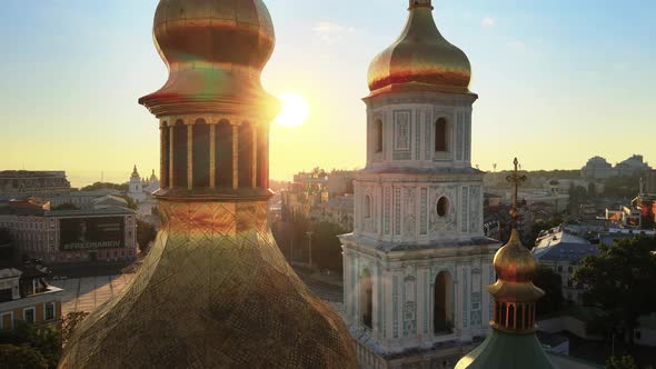 Kyiv. Ukraine. Aerial View : St. Sophia Church in the Morning at Dawn